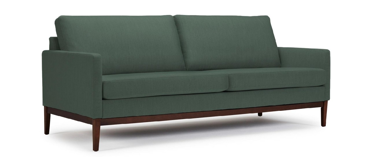 GÖTEBORG 3-Sitzer Designer Sofa mit Polsterarmlehnen und Holzfüßen