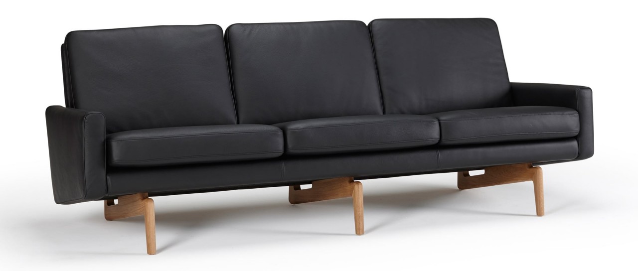 KOPENHAGEN 3-Sitzer Designer Sofa mit Polsterarmlehnen und Holzfüßen