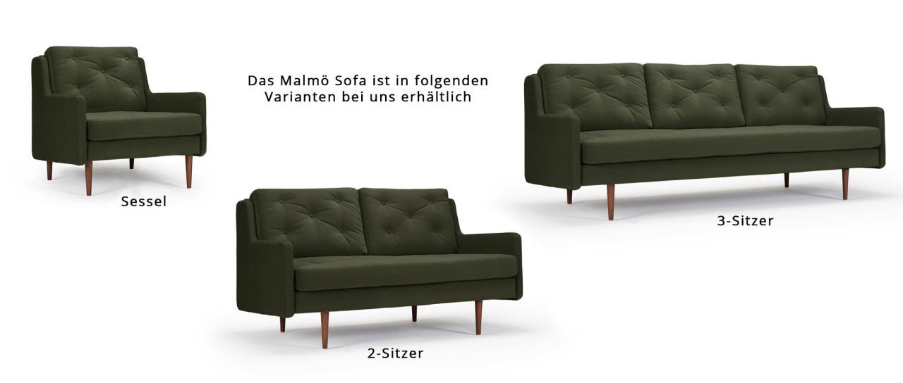 MALMÖ Designer Sessel mit Polsterarmlehnen und versteppten Rückenkissen