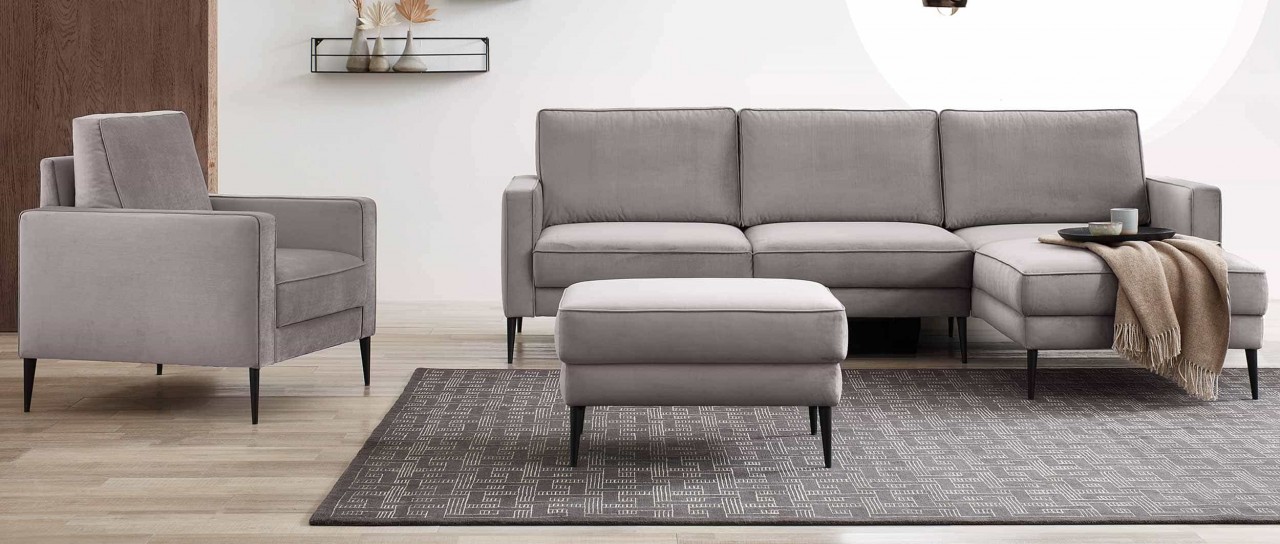 ZÜRICH DELUXE Eckschlafsofa mit Bettkasten und Longchair von sofaplus