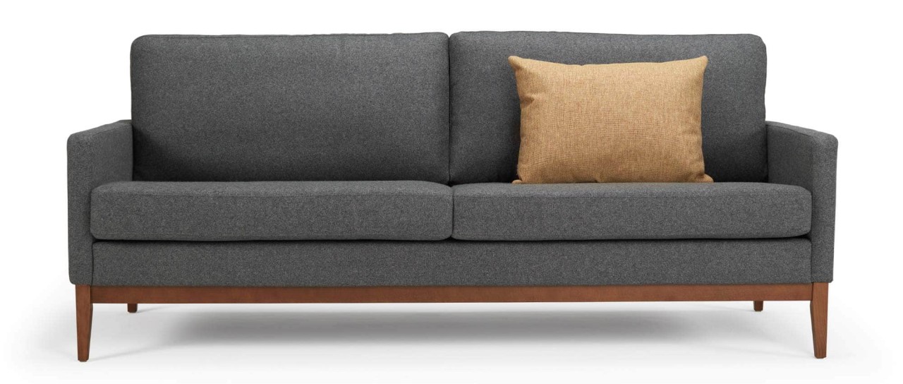 GÖTEBORG 2-Sitzer Designer Sofa mit Polsterarmlehnen und Holzfüßen