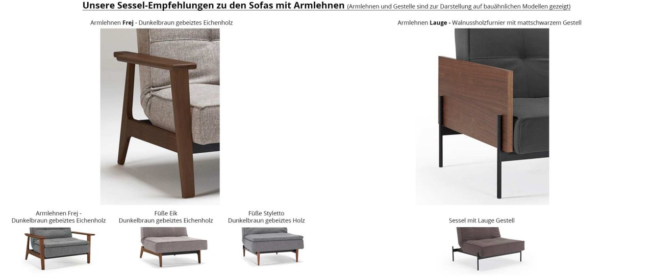 SPLITBACK Schlafsofa mit Frej und Lauge Holzarmlehnen von Innovation