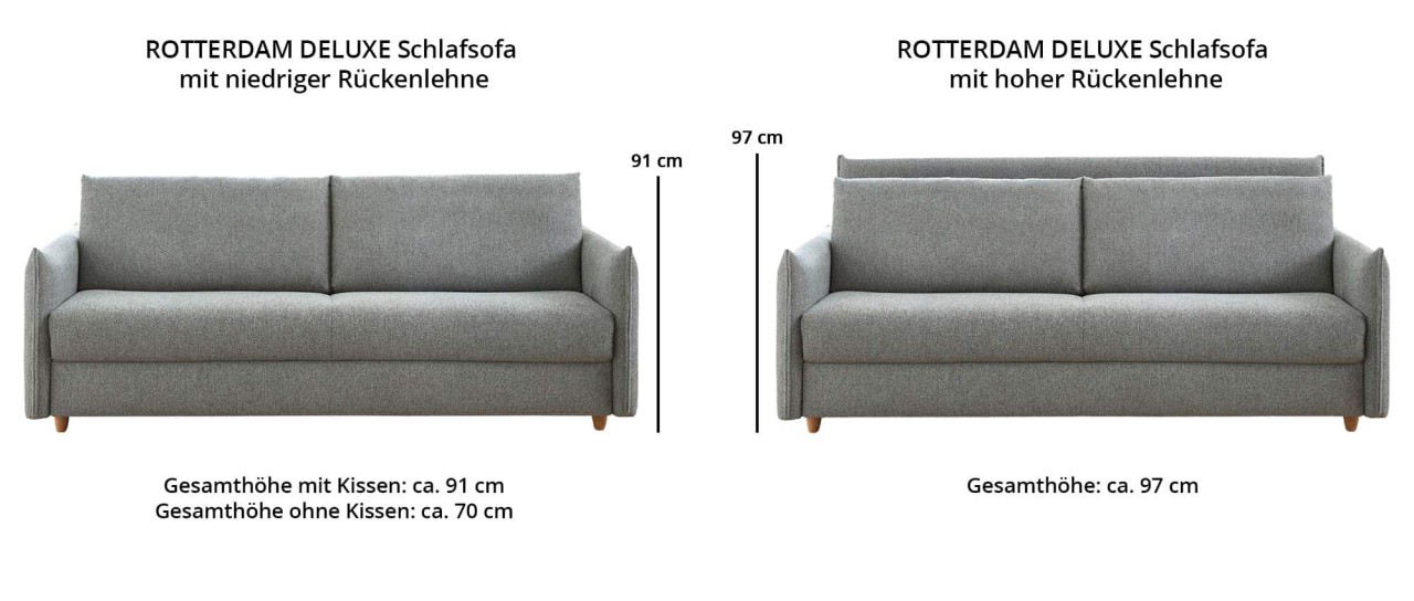 ROTTERDAM DELUXE Schlafsofa mit Lattenrost und Matratze von sofaplus