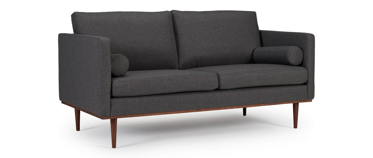 OSLO 2,5-Sitzer Designer Sofa mit Polsterarmlehnen und runden Seitenkissen