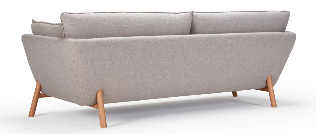 HALDEN 3-Sitzer Designer Sofa mit Polsterarmlehnen und Holz- oder Metallfüßen
