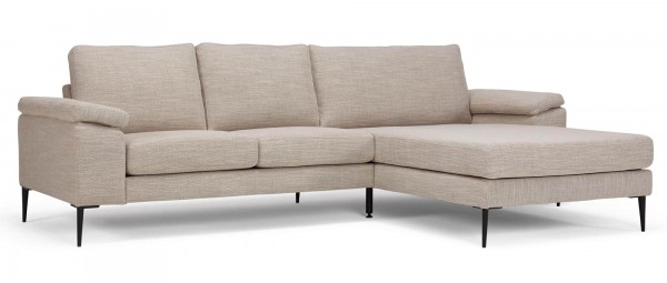 TRONDHEIM Designer Ecksofa mit Longchair, Holz- oder Metallfüßen in verschiedenen Größen