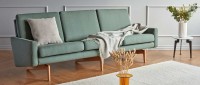 Vorschau: KOPENHAGEN 2-Sitzer Designer Sofa mit Polsterarmlehnen und Holzfüßen