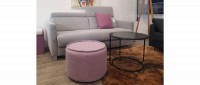 Vorschau: TOM Hocker, Pouf mit TOM Beistelltisch von Softline - mit Stoffen von KVADRAT