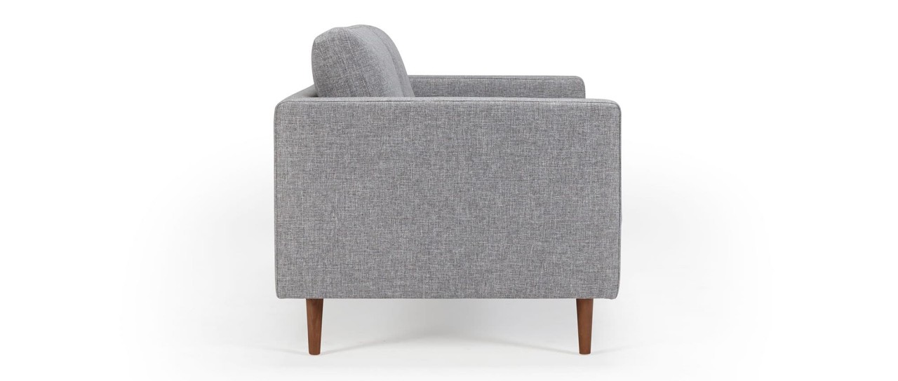 HALMSTAD 2-Sitzer Designer Sofa mit Polsterarmlehnen und Holzfüßen