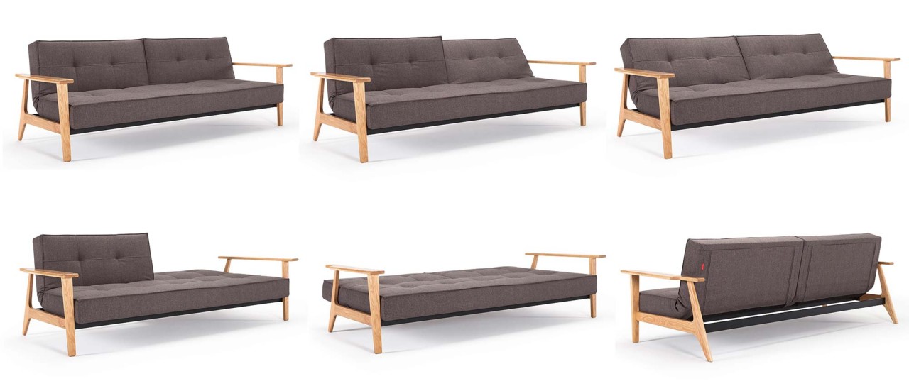 SPLITBACK Schlafsofa mit Frej und Lauge Holzarmlehnen von Innovation