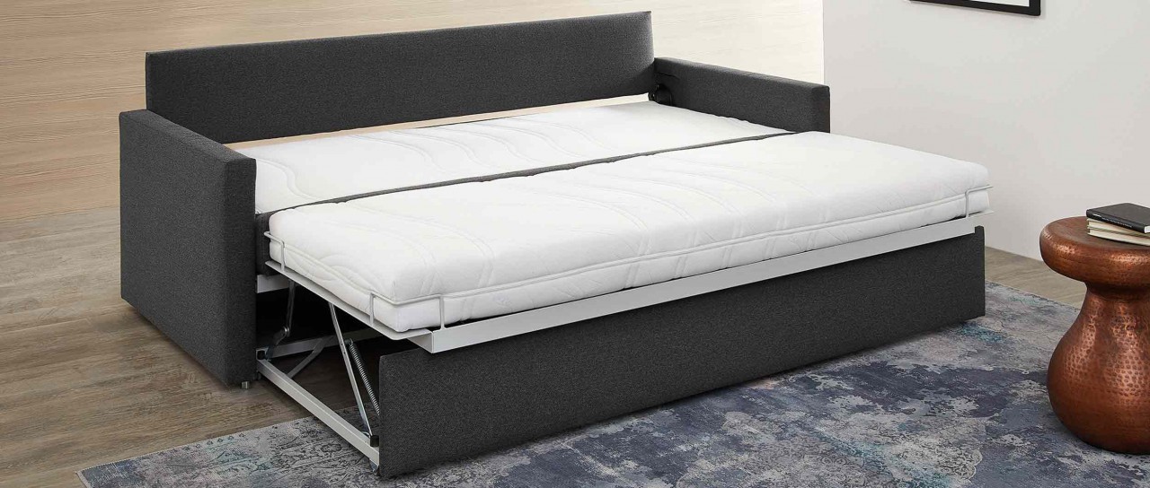 KOBLENZ DELUXE Einzelliege mit Bettkasten oder Doppelbett Schlafsofa von sofaplus