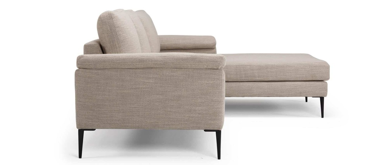 TRONDHEIM Designer Ecksofa mit Longchair, Holz- oder Metallfüßen in verschiedenen Größen