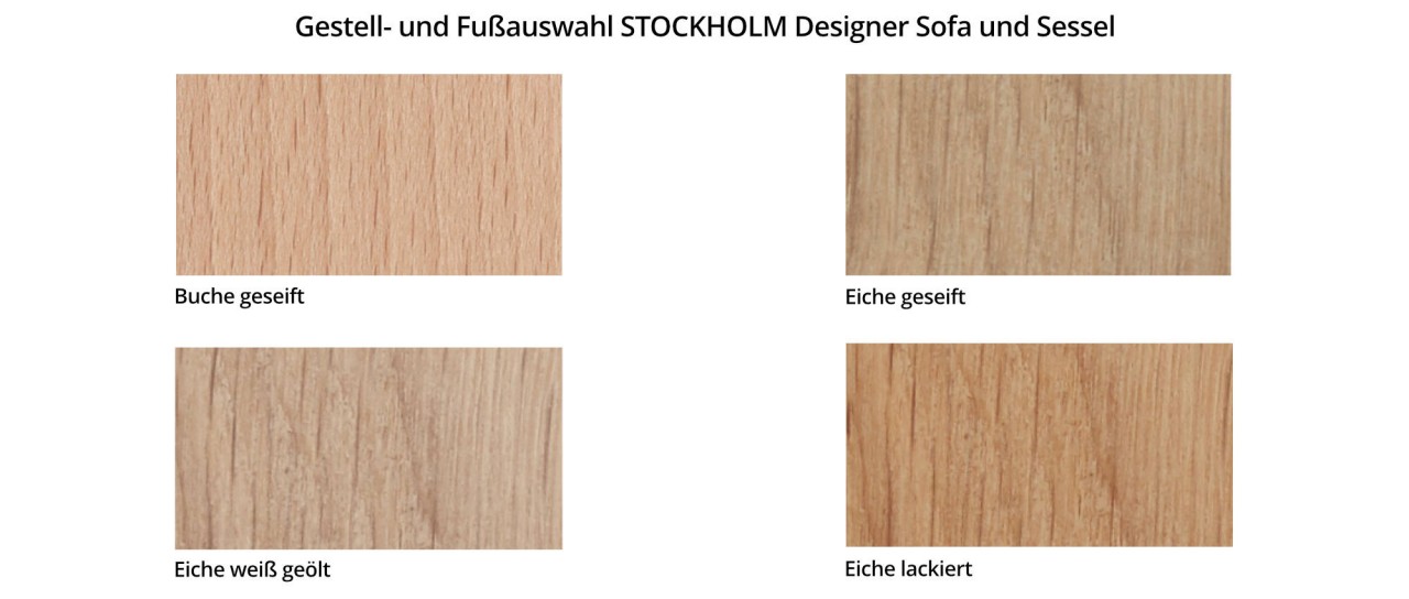 STOCKHOLM 2-Sitzer Designer Sofa mit Holzarmlehnen