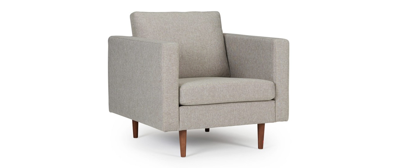 HALMSTAD Designer Sessel mit Polsterarmlehnen und Holzfüßen