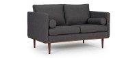 Vorschau: OSLO 2-Sitzer Designer Sofa mit Polsterarmlehnen und runden Seitenkissen