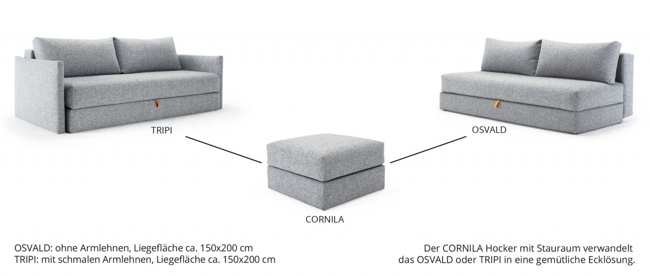 OSVALD von Innovation - Schlafsofa mit Bettkasten