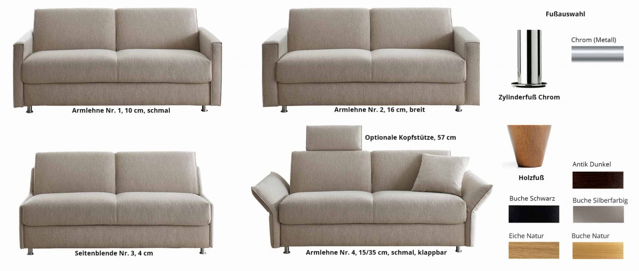 MARBURG DELUXE Schlafsofa ohne Armlehnen von sofaplus