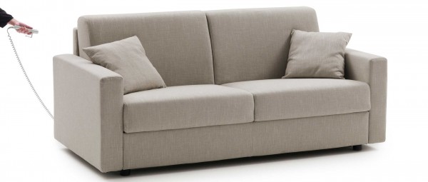 Schlafsofa，Wohnzimmersofa，Schlafcouch，Bettsofa mit Getränkehaltern Creme  Stoff FUCIA73492 MaisonChic