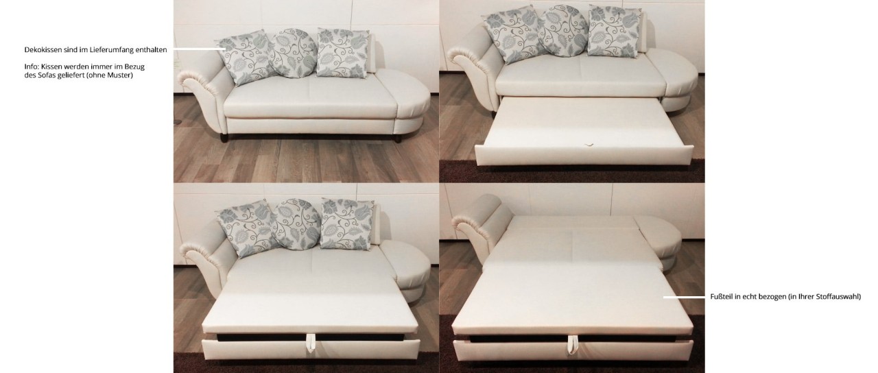 SYLT DELUXE Schlafsofa im Landhausstil mit Bettkasten von sofaplus