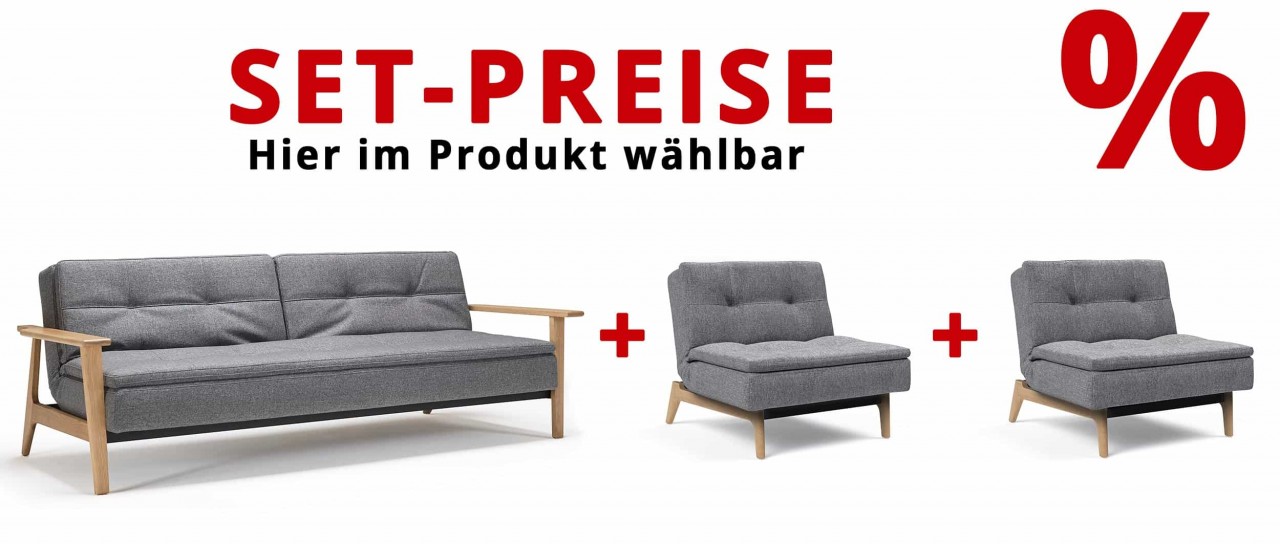 DUBLEXO Schlafsofa mit Frej und Lauge Holzarmlehnen von Innovation