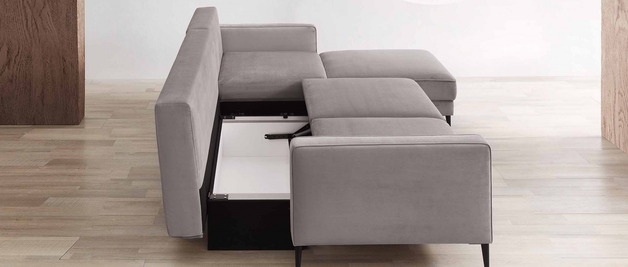 ZÜRICH DELUXE Eckschlafsofa mit Bettkasten und Longchair von sofaplus
