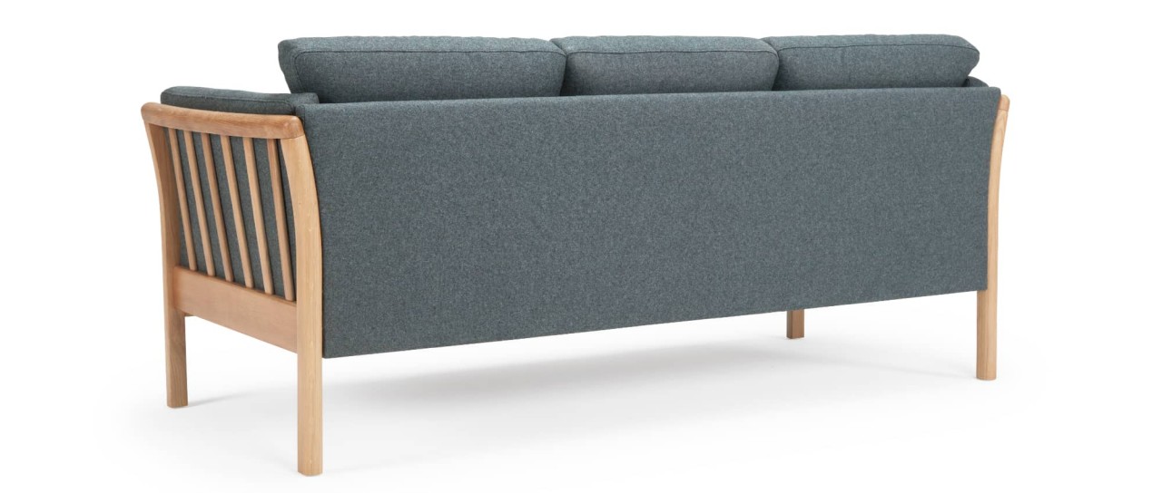 STOCKHOLM 3-Sitzer Designer Sofa mit Holzarmlehnen