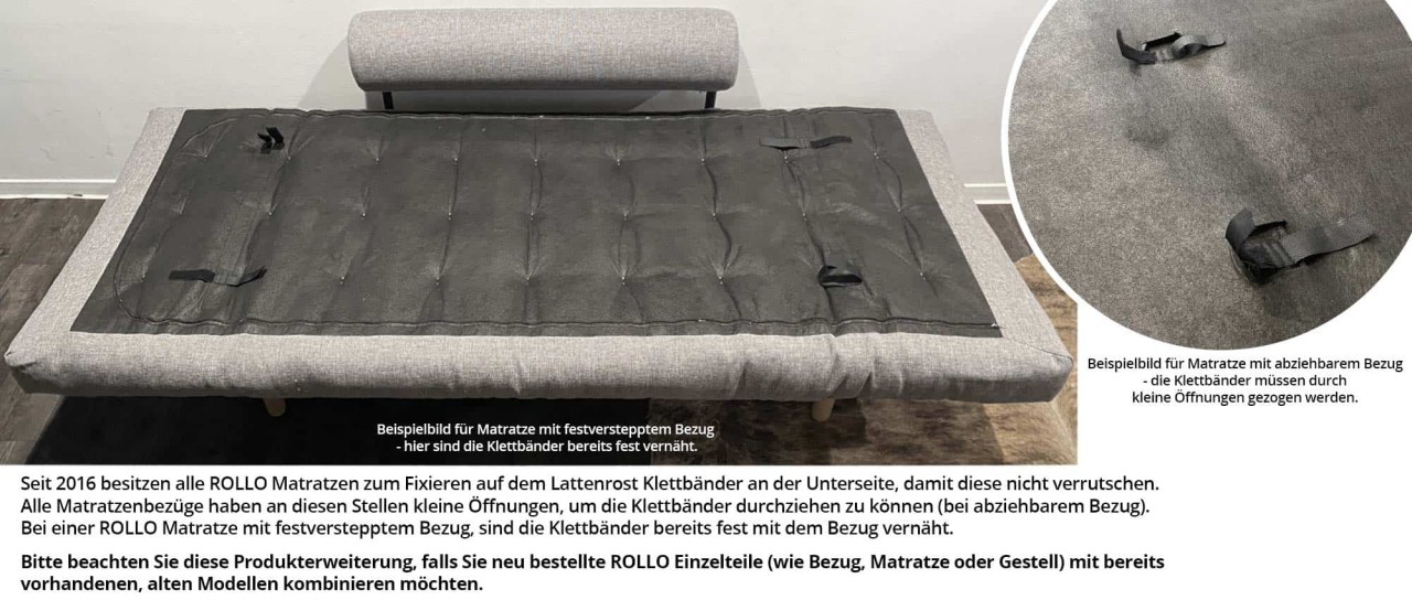 ERSATZBEZUG für ROLLO Schlafsofa von Innovation - Bezug für Rückenrolle, Kissen und Gestell