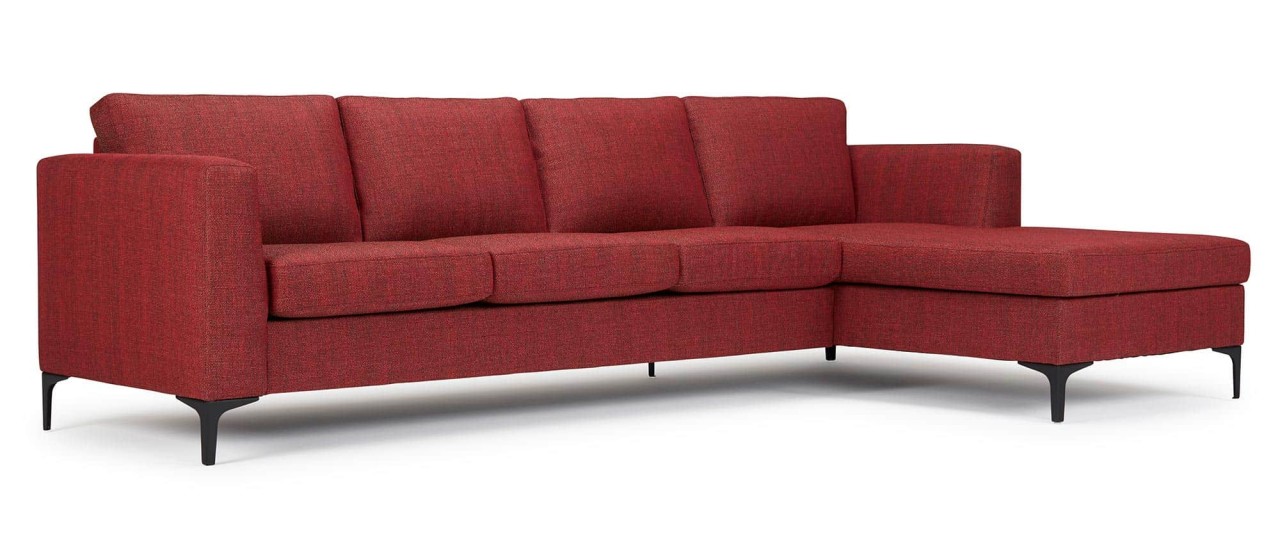 TRELLEBORG Sofa mit Longchair, Polsterarmlehnen und Metallfüßen