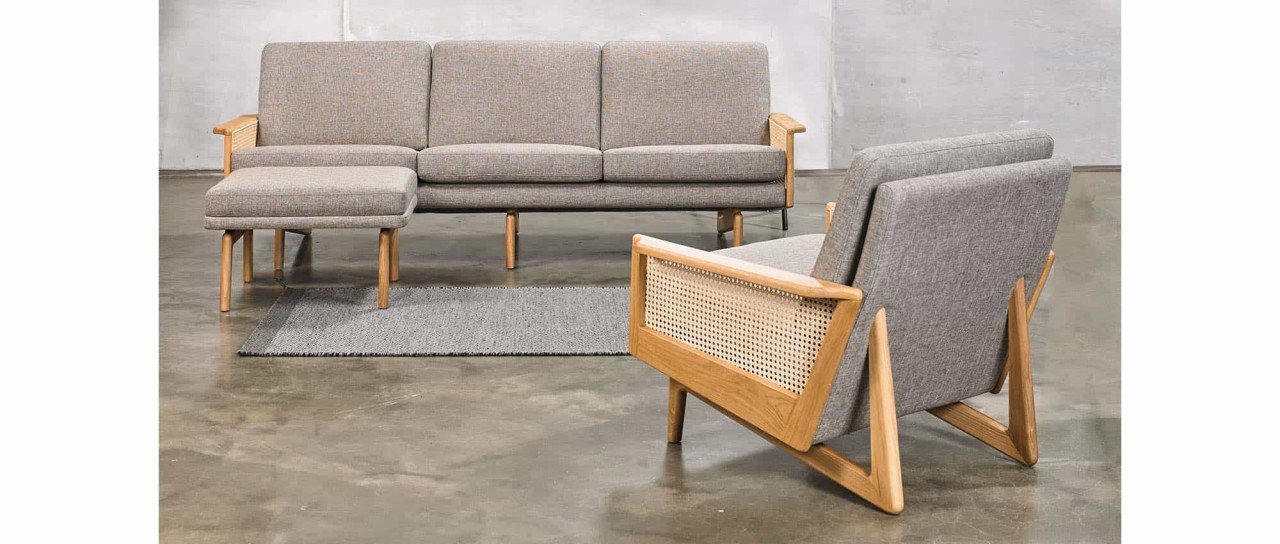 KOPENHAGEN OAK 3-Sitzer Designer Sofa mit Armlehnen aus Eichenholz