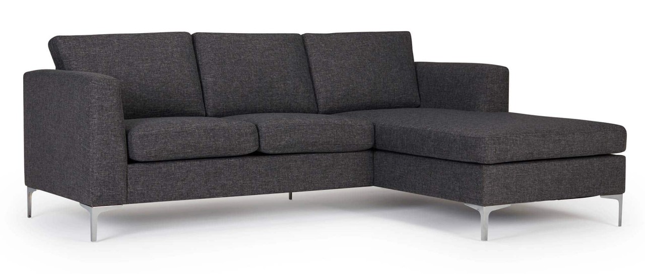 TRELLEBORG Sofa mit Longchair, Polsterarmlehnen und Metallfüßen