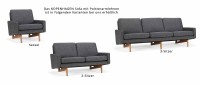 Vorschau: KOPENHAGEN Designer Sessel mit Polsterarmlehnen und Holzfüßen
