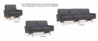 Vorschau: KOPENHAGEN 3-Sitzer Designer Sofa mit Polsterarmlehnen und Holzfüßen