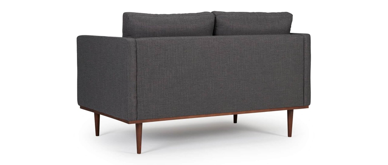 OSLO 2-Sitzer Designer Sofa mit Polsterarmlehnen und runden Seitenkissen