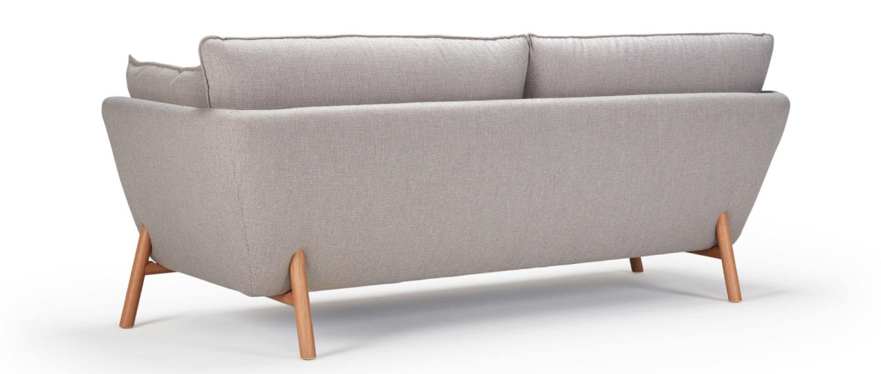 HALDEN 2-Sitzer Designer Sofa mit Polsterarmlehnen und Holz- oder Metallfüßen