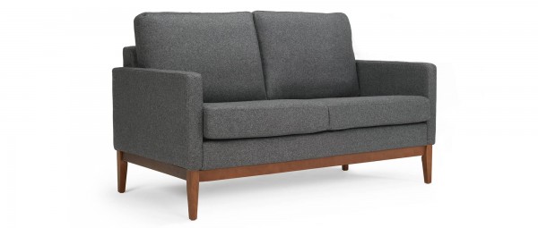 GÖTEBORG 2-Sitzer Designer Sofa mit Polsterarmlehnen und Holzfüßen