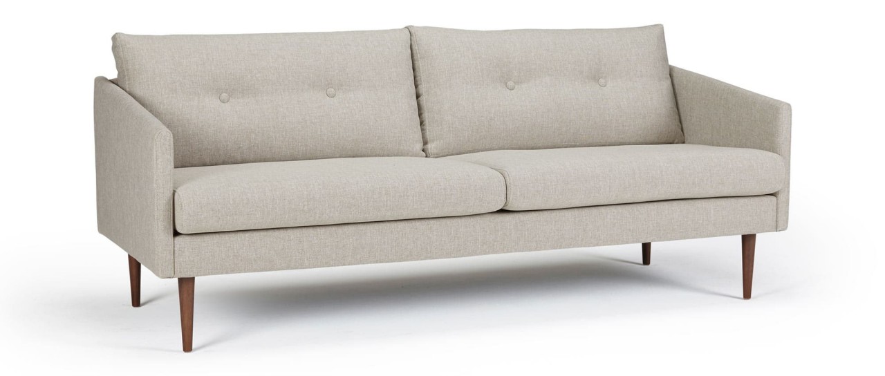 KARLSTAD 3-Sitzer Designer Sofa mit Polsterarmlehnen und versteppten Rückenkissen