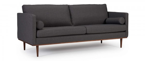 OSLO 3-Sitzer Designer Sofa mit Polsterarmlehnen und runden Seitenkissen