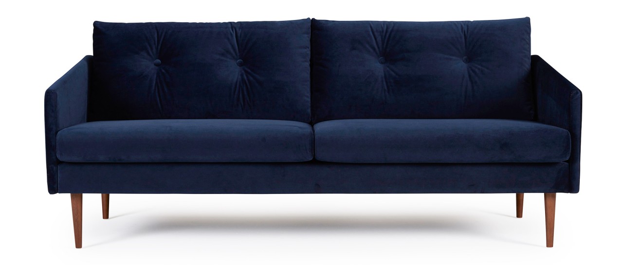 KARLSTAD 3-Sitzer Designer Sofa mit Polsterarmlehnen und versteppten Rückenkissen