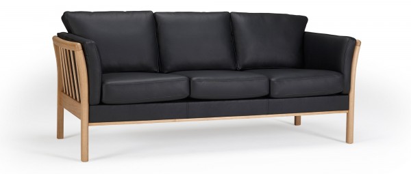 STOCKHOLM 3-Sitzer Designer Sofa mit Holzarmlehnen