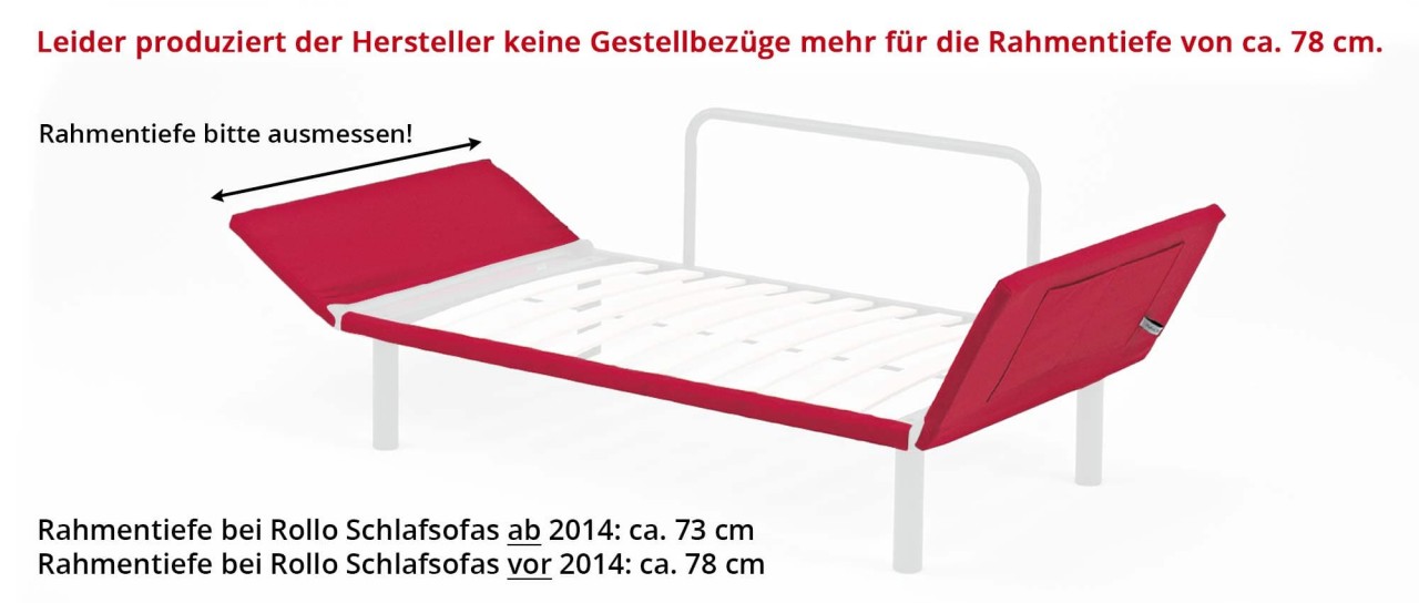 ERSATZBEZUG für ROLLO Schlafsofa von Innovation - Bezug für Rückenrolle, Kissen und Gestell