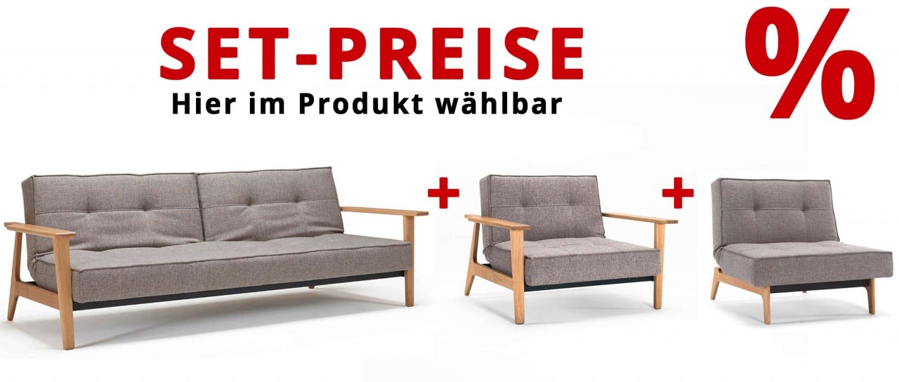 SPLITBACK Schlafsofa mit Frej und Lauge Holzarmlehnen von Innovation