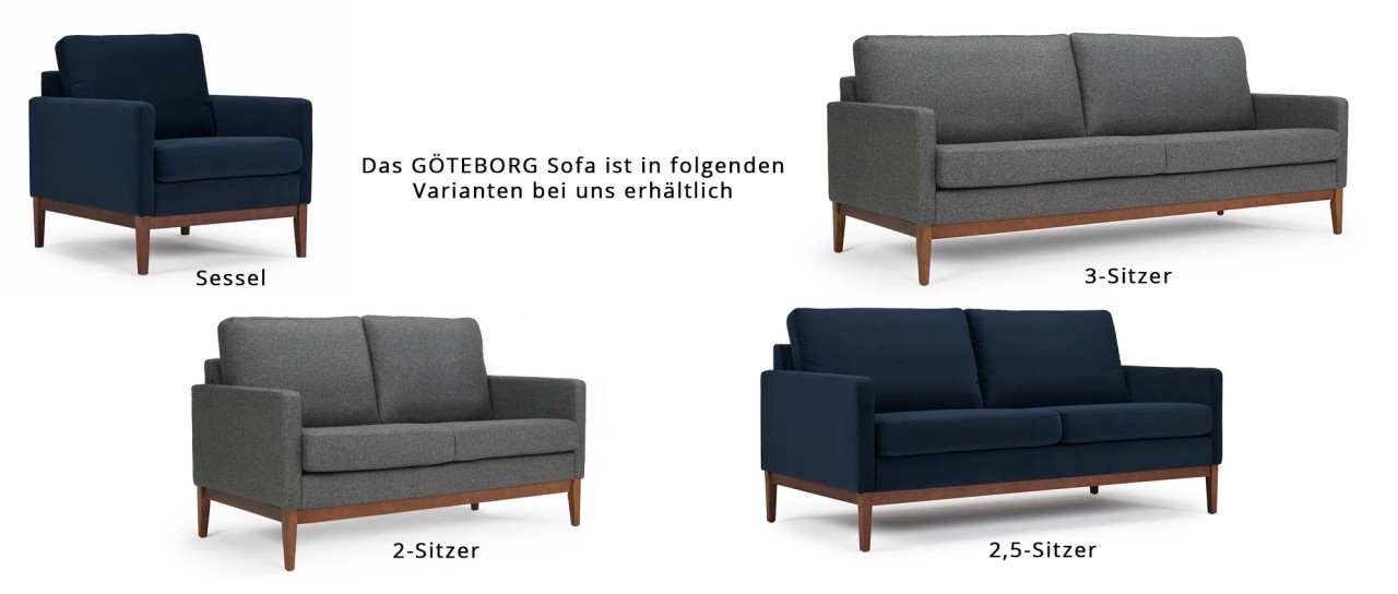 GÖTEBORG Designer Sessel mit Polsterarmlehnen und Holzfüßen