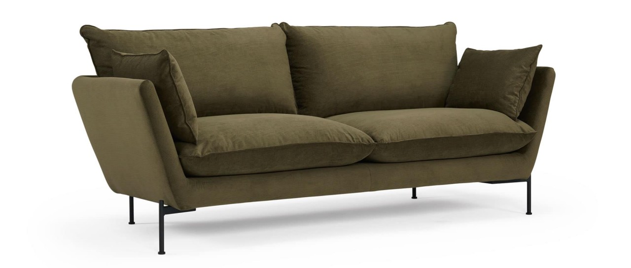 FALUN 2-Sitzer Designer Sofa mit Polsterarmlehnen und Metall- oder Holzfüßen