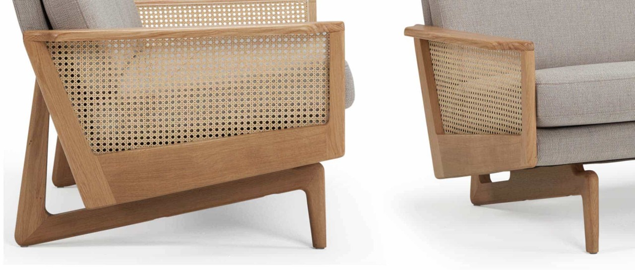 KOPENHAGEN OAK 3-Sitzer Designer Sofa mit Armlehnen aus Eichenholz