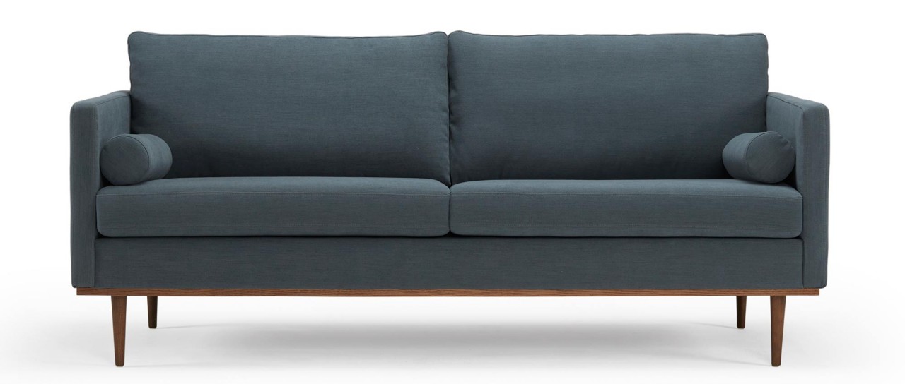 OSLO 3-Sitzer Designer Sofa mit Polsterarmlehnen und runden Seitenkissen