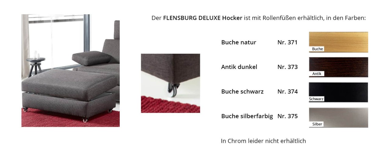 FLENSBURG DELUXE Hocker mit Rollen und Stauraum von sofaplus