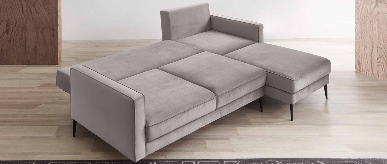 ZÜRICH DELUXE Eckschlafsofa mit Bettkasten und Longchair von sofaplus