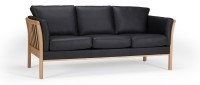 Vorschau: STOCKHOLM 3-Sitzer Designer Sofa mit Holzarmlehnen