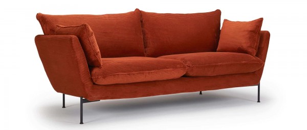 FALUN 2-Sitzer Designer Sofa mit Polsterarmlehnen und Metall- oder Holzfüßen