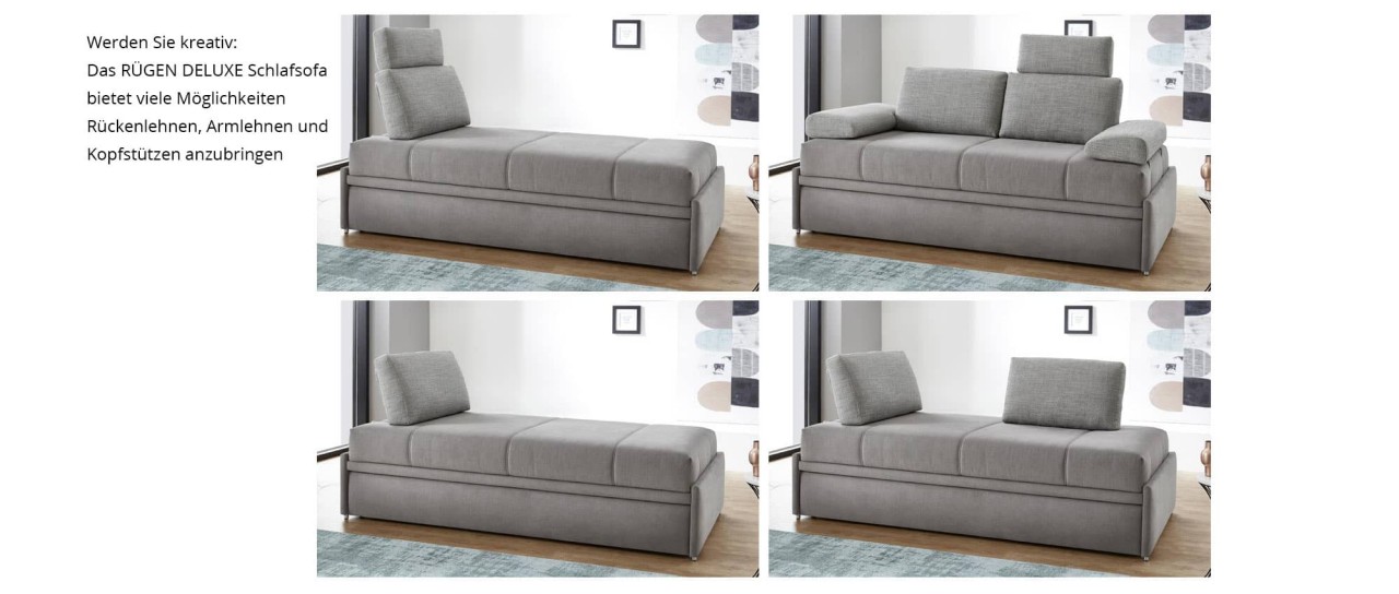 RÜGEN DELUXE Einzelliege mit Bettkasten oder Doppelbett von sofaplus